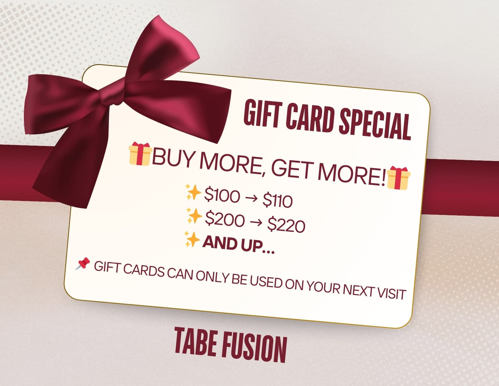 Tabe gift card promotion